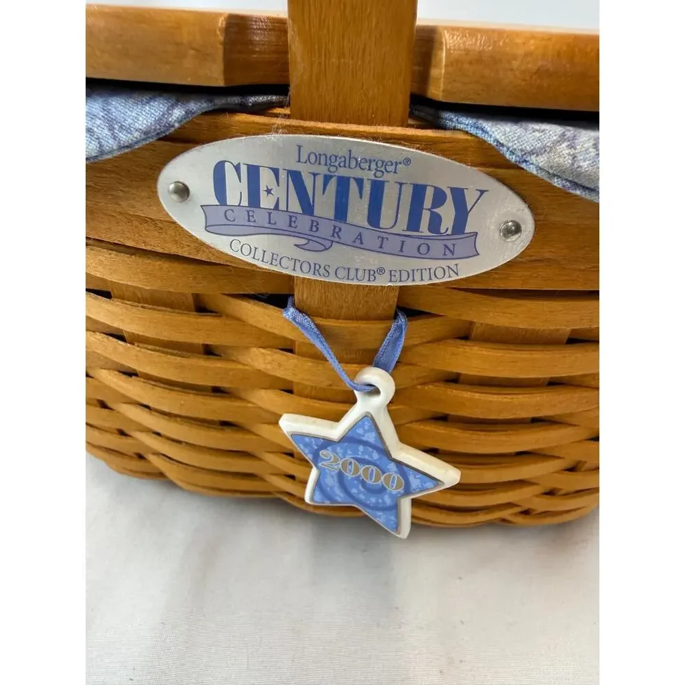2000 Collectors Club‎ Century Celebration Basket w/Liner Protector Lid & Tie-On